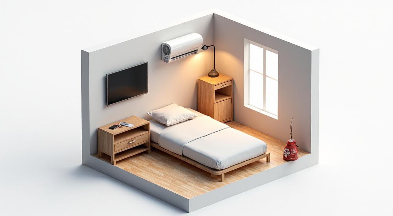 家具家電付きで快適な期間工の個室寮のイメージ図