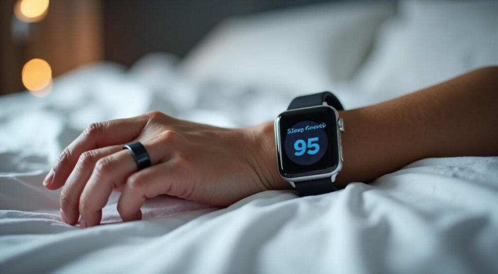 スマートウォッチやスマートリングで睡眠の質を管理するイメージ