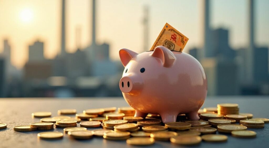 期間工の入社祝い金と満了金で貯金が増えるイメージ