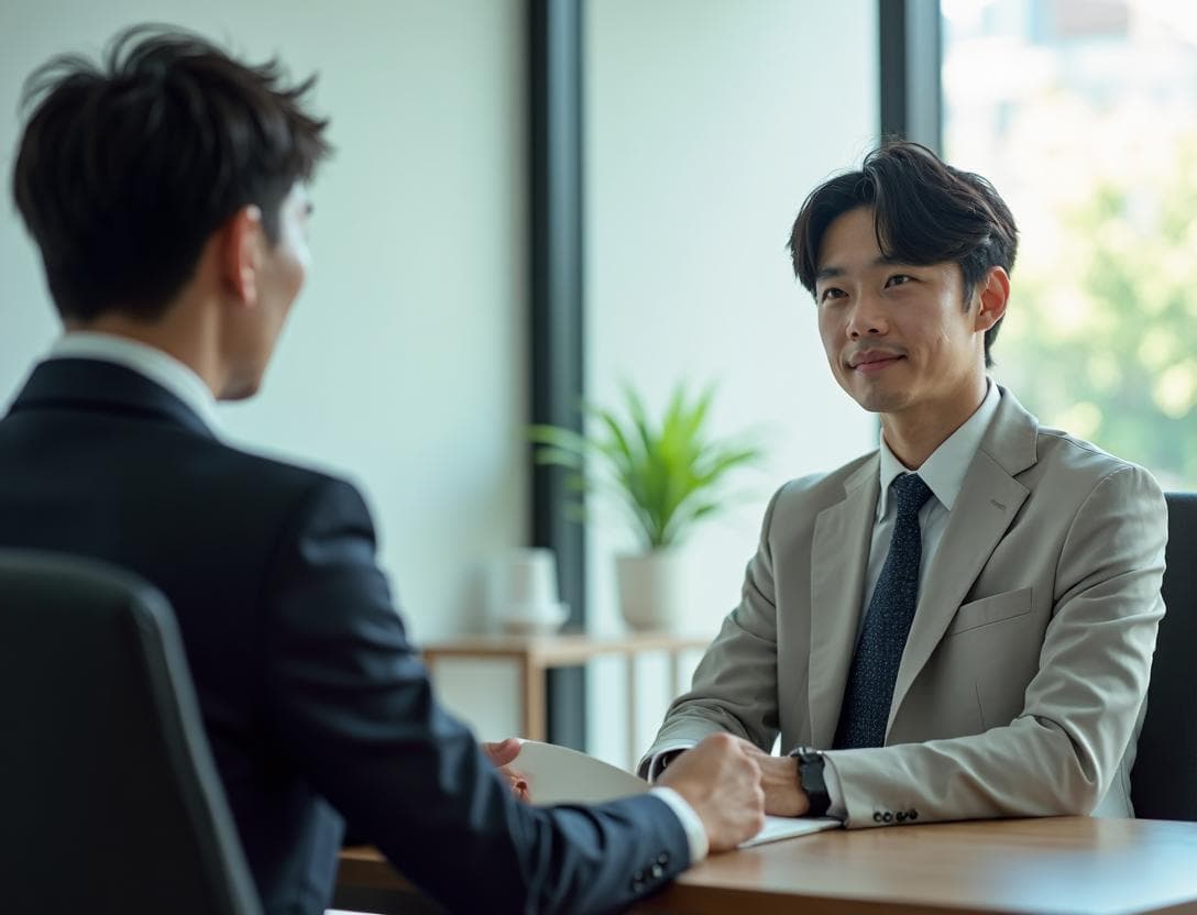 工場求人の面接で真剣に話す応募者と面接官