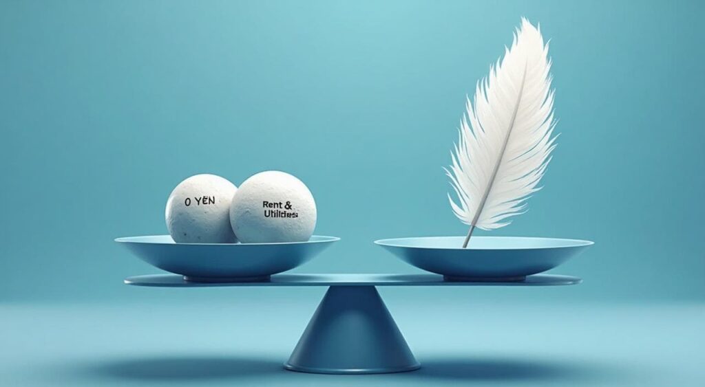 家賃と光熱費が無料になることによる家計負担軽減のイメージ