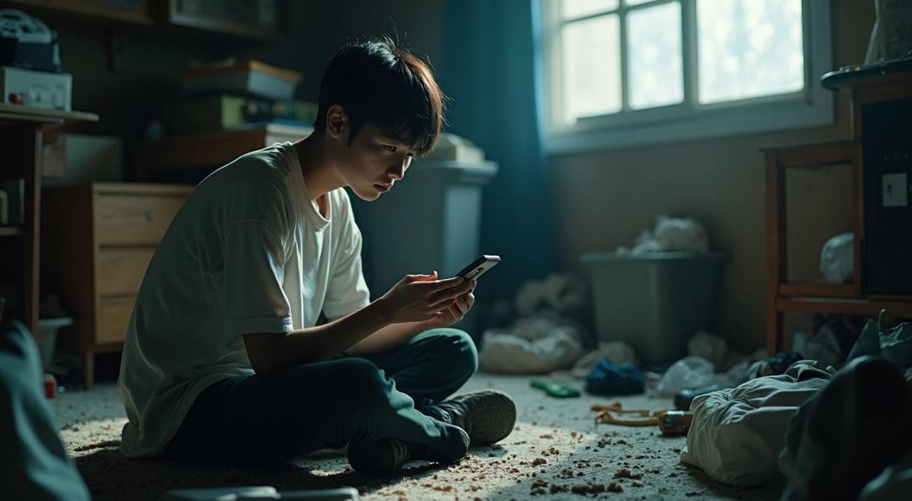 生活が困っている青年がソクワークのLINE相談をしようとする画像