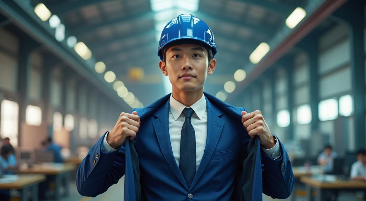 期間工から正社員へのキャリアアップをイメージした男性