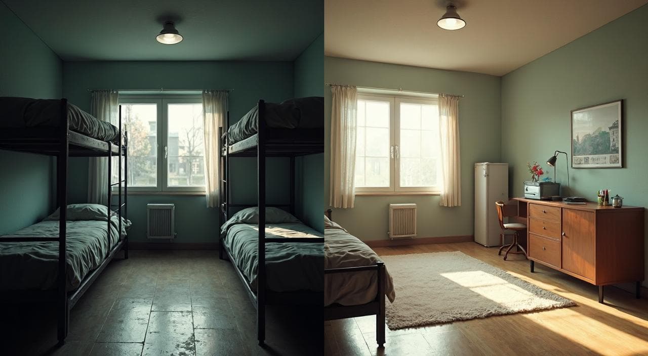 期間工の古い集合寮と正社員の快適な借り上げ社宅の比較