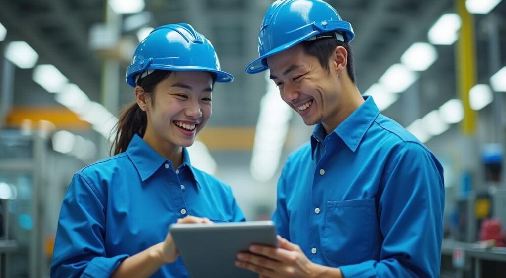 賃上げ決定を喜ぶ工場スタッフのイメージ