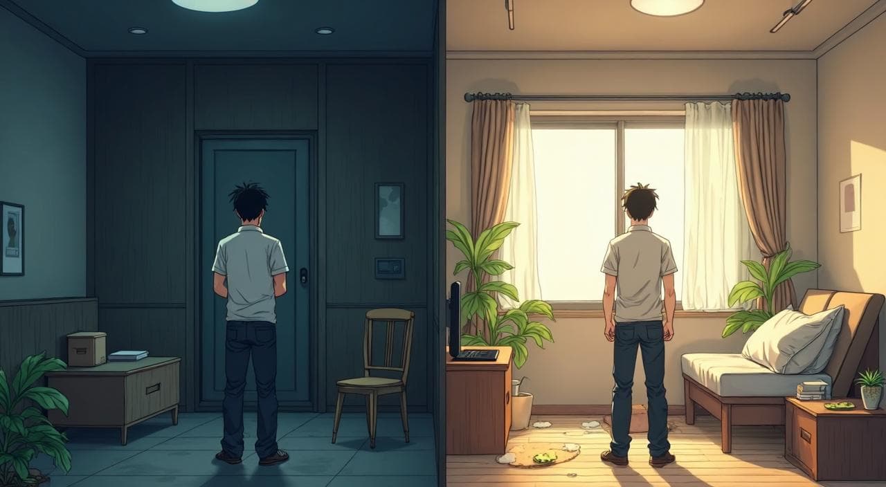 悪質なブラック工場派遣（タコ部屋・搾取）と、優良な大手工場派遣（綺麗なワンルーム寮・高待遇）の比較イメージ